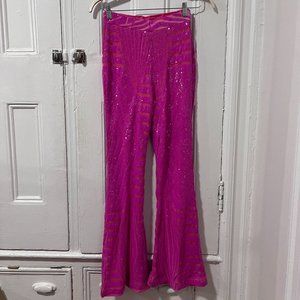 Pink Flare Sequin Pants